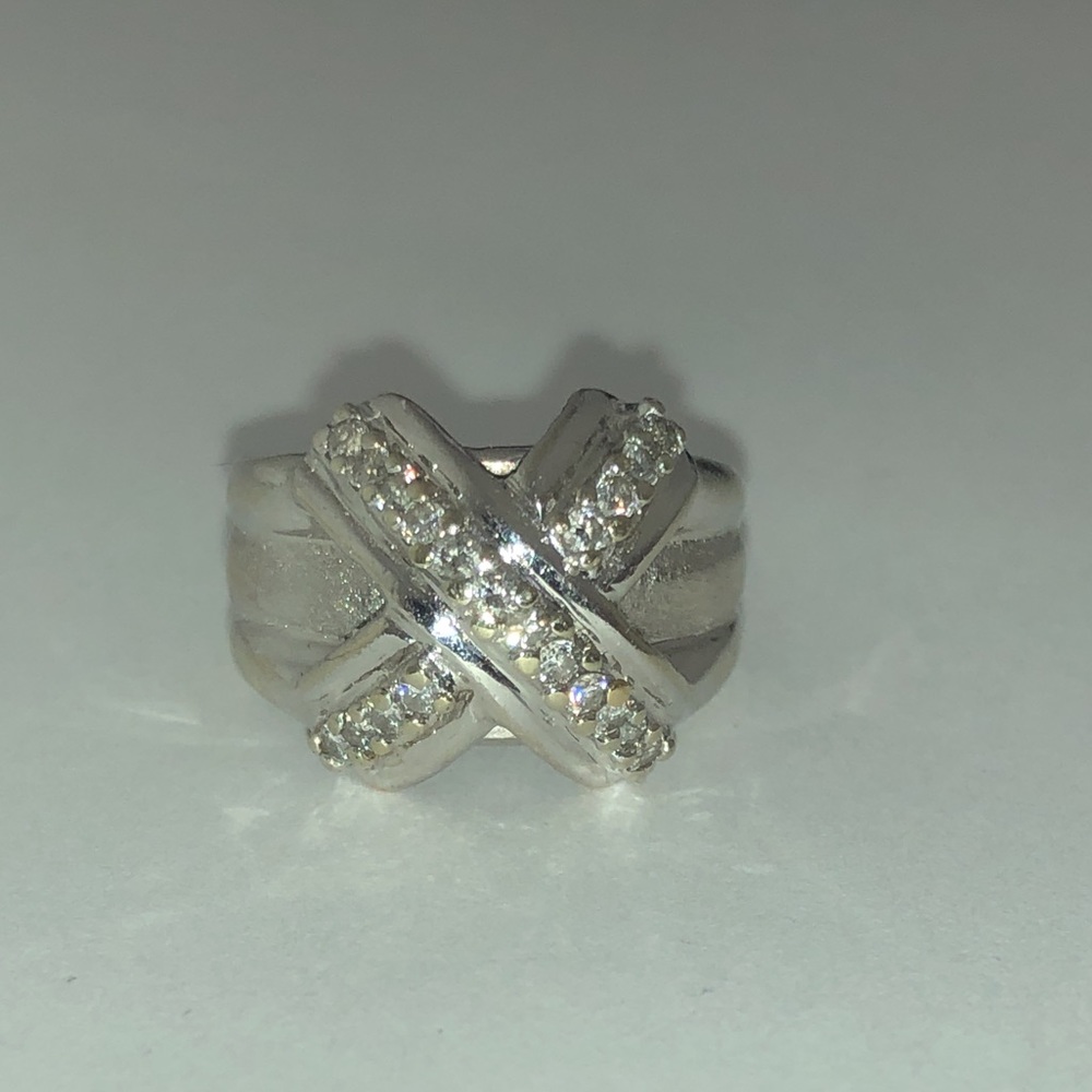 Bold Real Solid 18K (not 14K) White Gold Natural Diamond Custom X Wide Band Ring